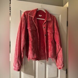 POL distressed corduroy shacket.